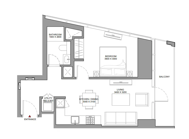 1 bedroom Apartments floor plan at The Serene at Sobha Central