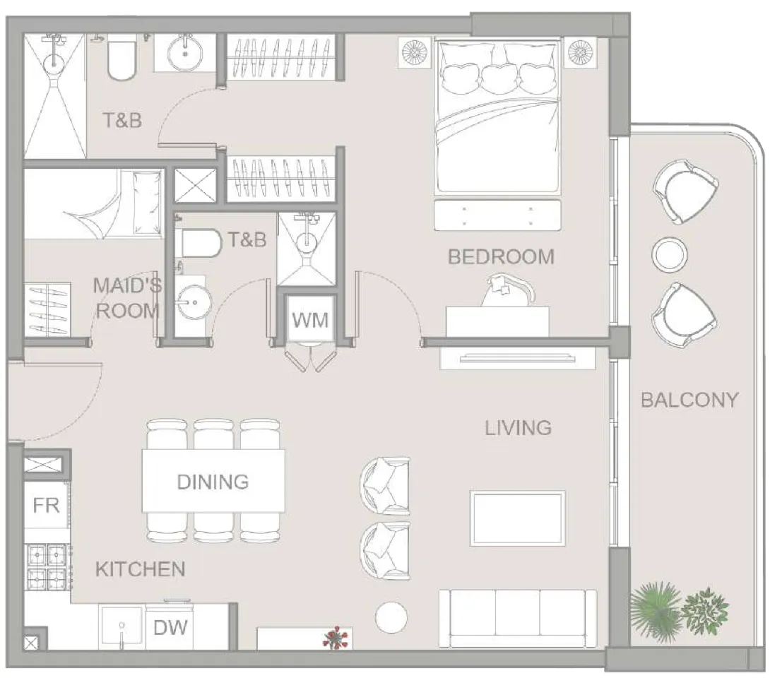1.5 bedroom Apartments floor plan at TETR1S Tower