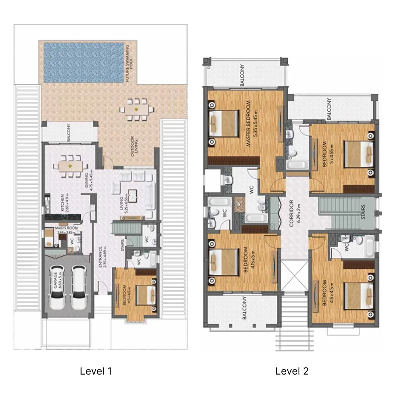 5 bedroom Villa floor plan at Al Habtoor Polo Resort Villas