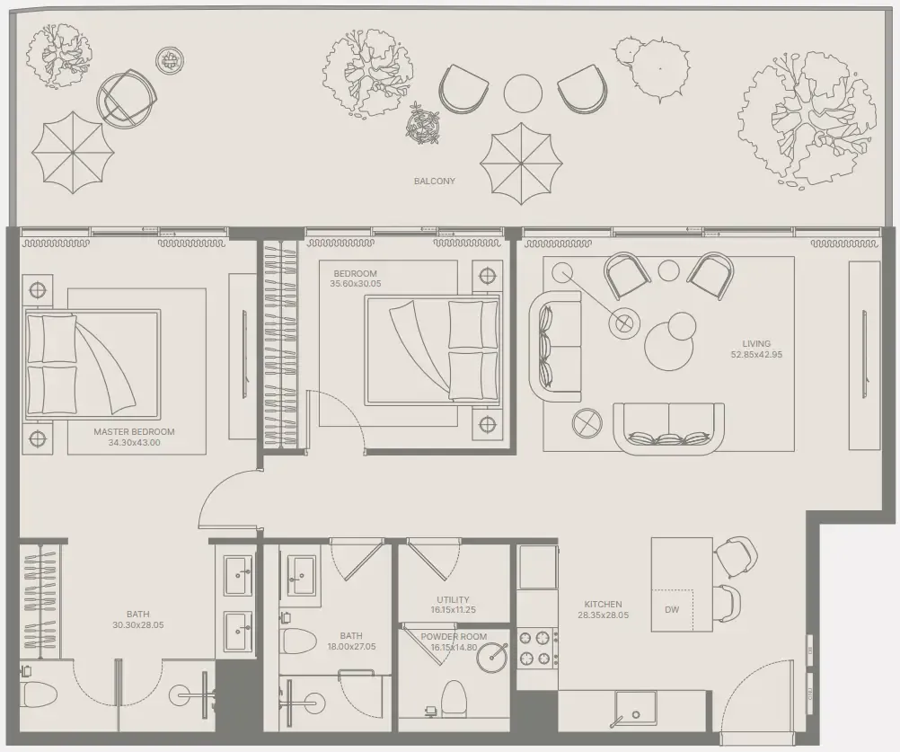 2 bedroom Apartments floor plan at Bond Enclave