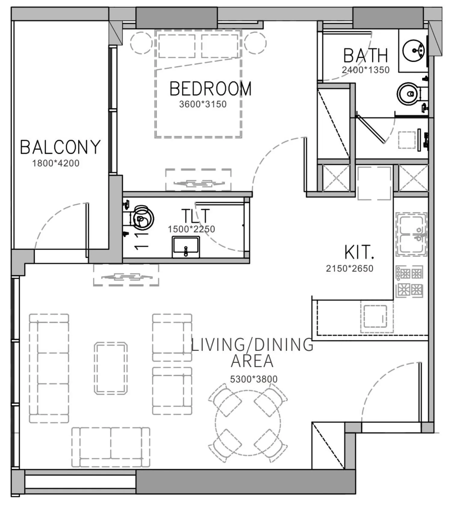 1 bedroom Apartments floor plan at Stamn Yuni