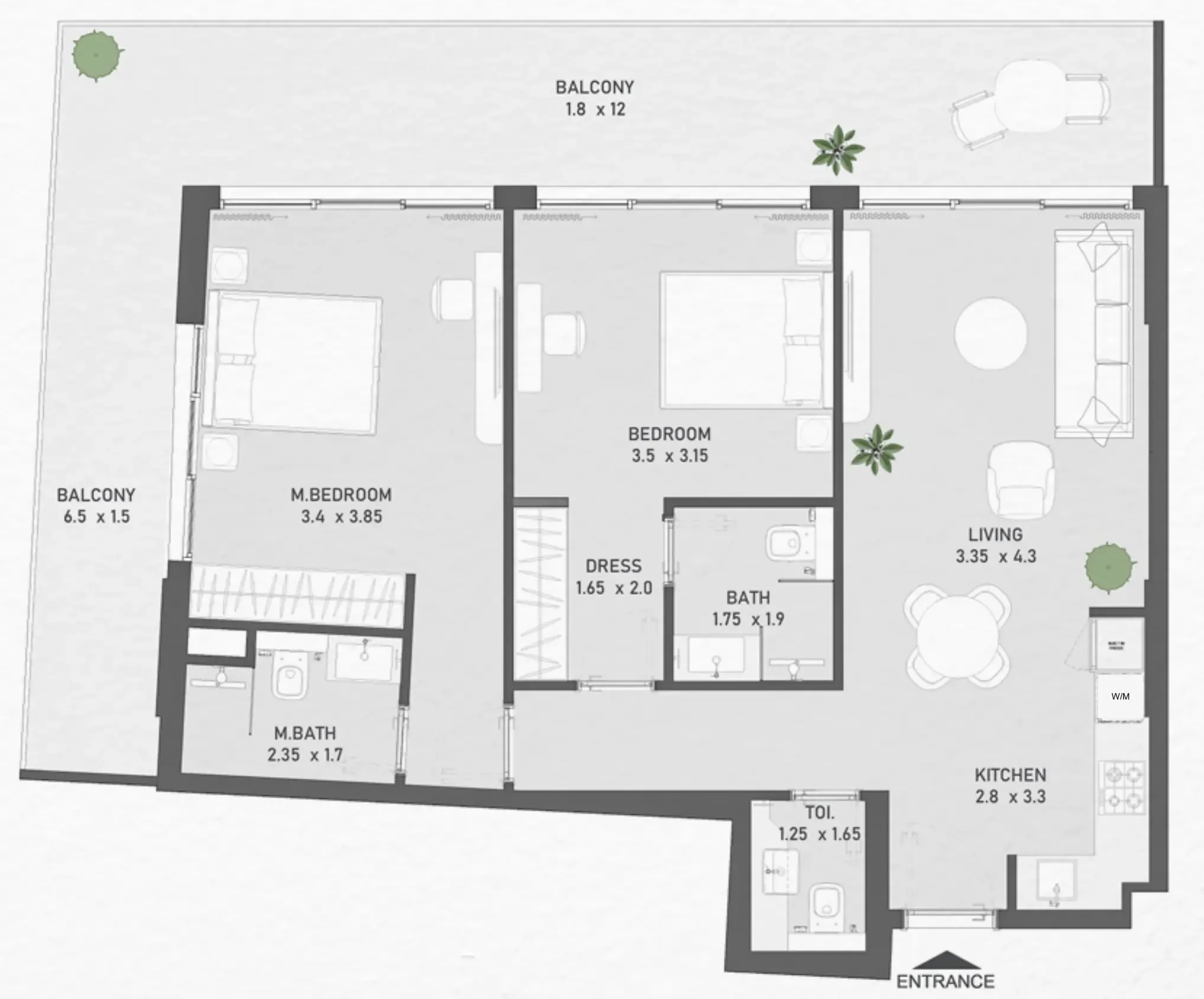 2 bedroom Apartments floor plan at Ayami Residence