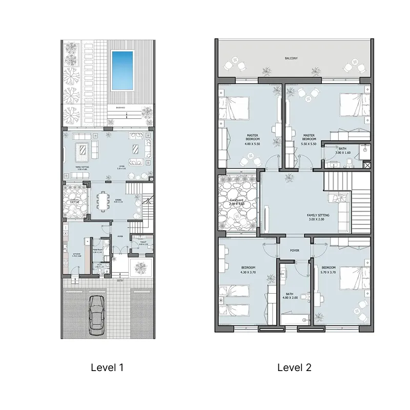 4.5 bedroom Townhouse floor plan at Oceana