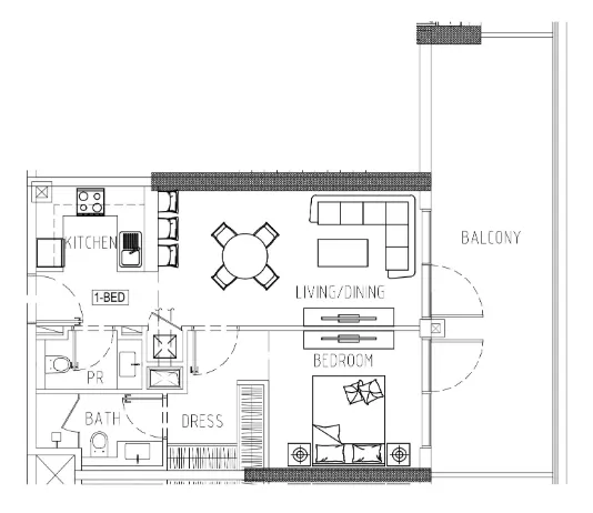 1 bedroom Apartments floor plan at Damac Riverside Views