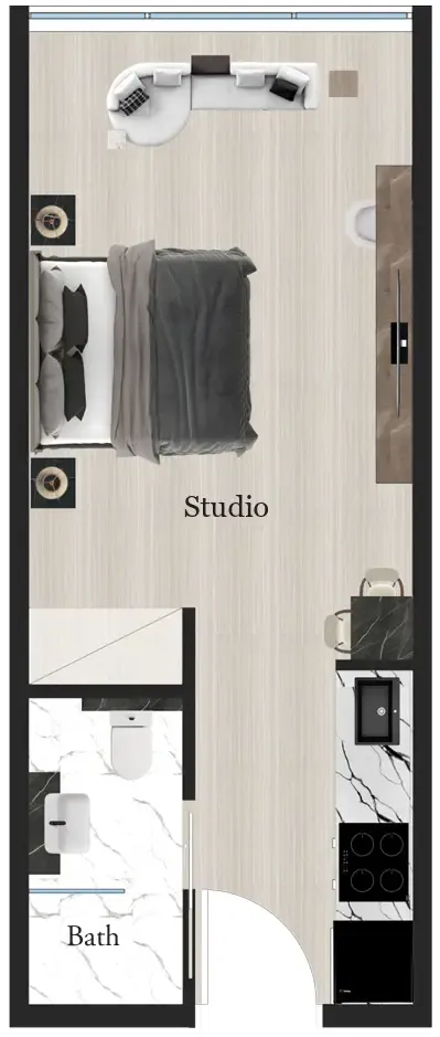 0 bedroom Apartments floor plan at Rijas Suites
