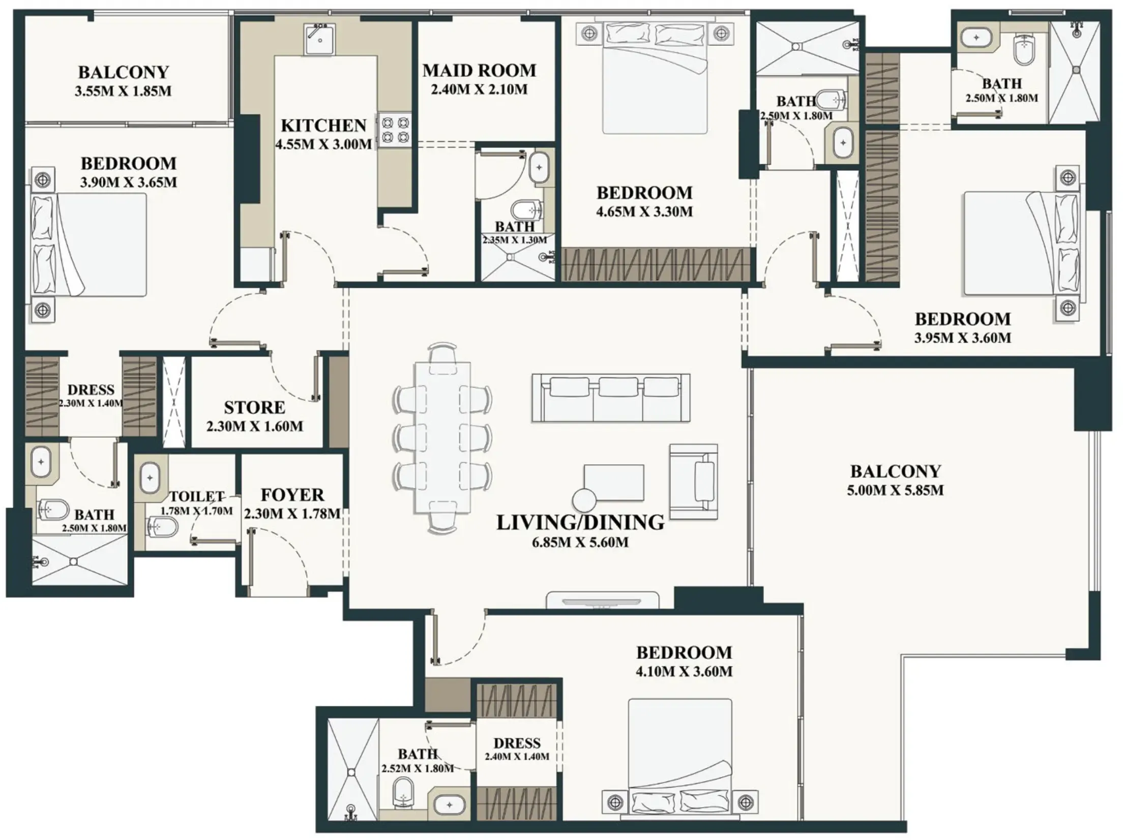 4.5 bedroom Apartments floor plan at Belle Vie