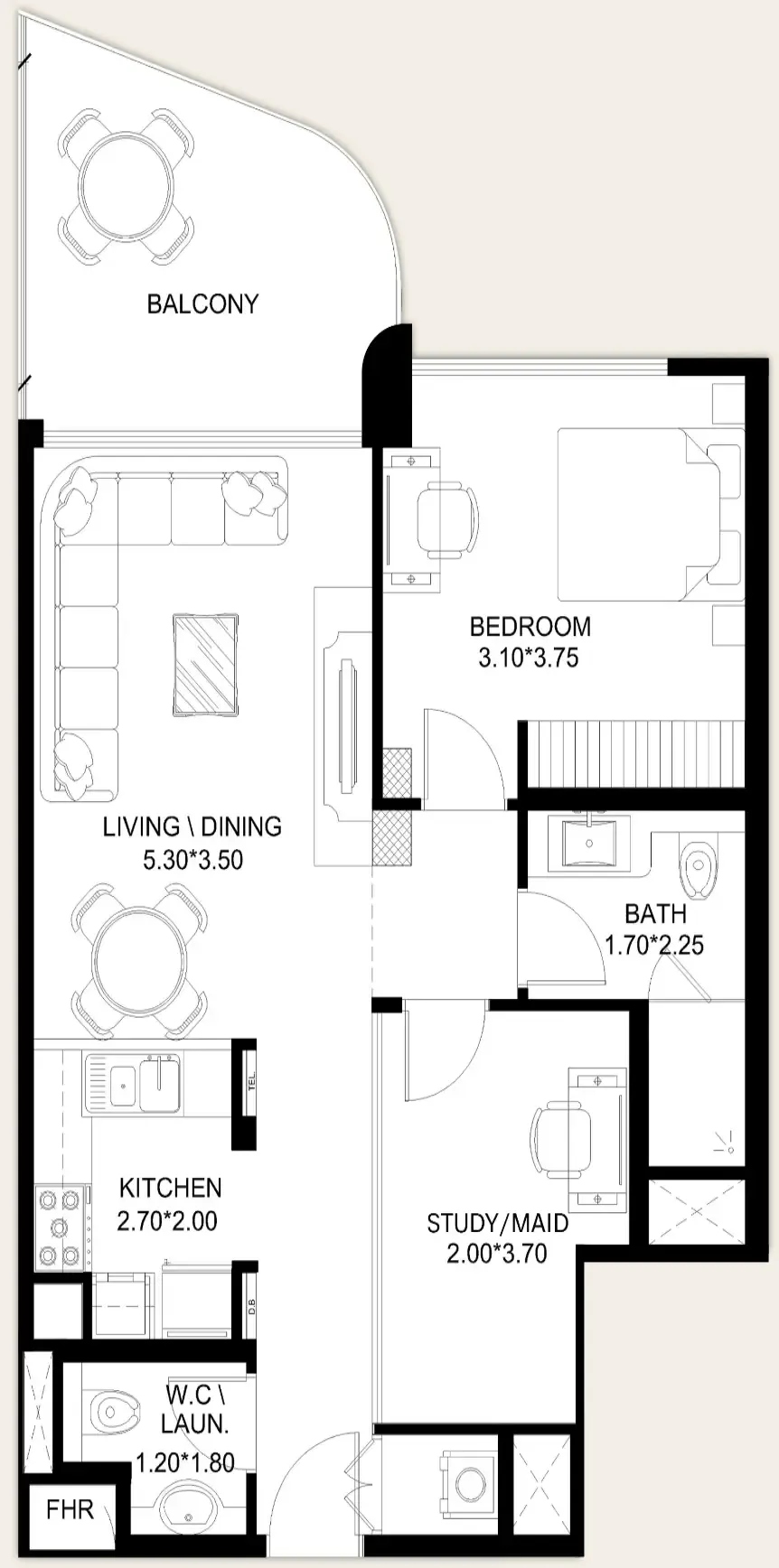 1.5 bedroom Apartments floor plan at X11