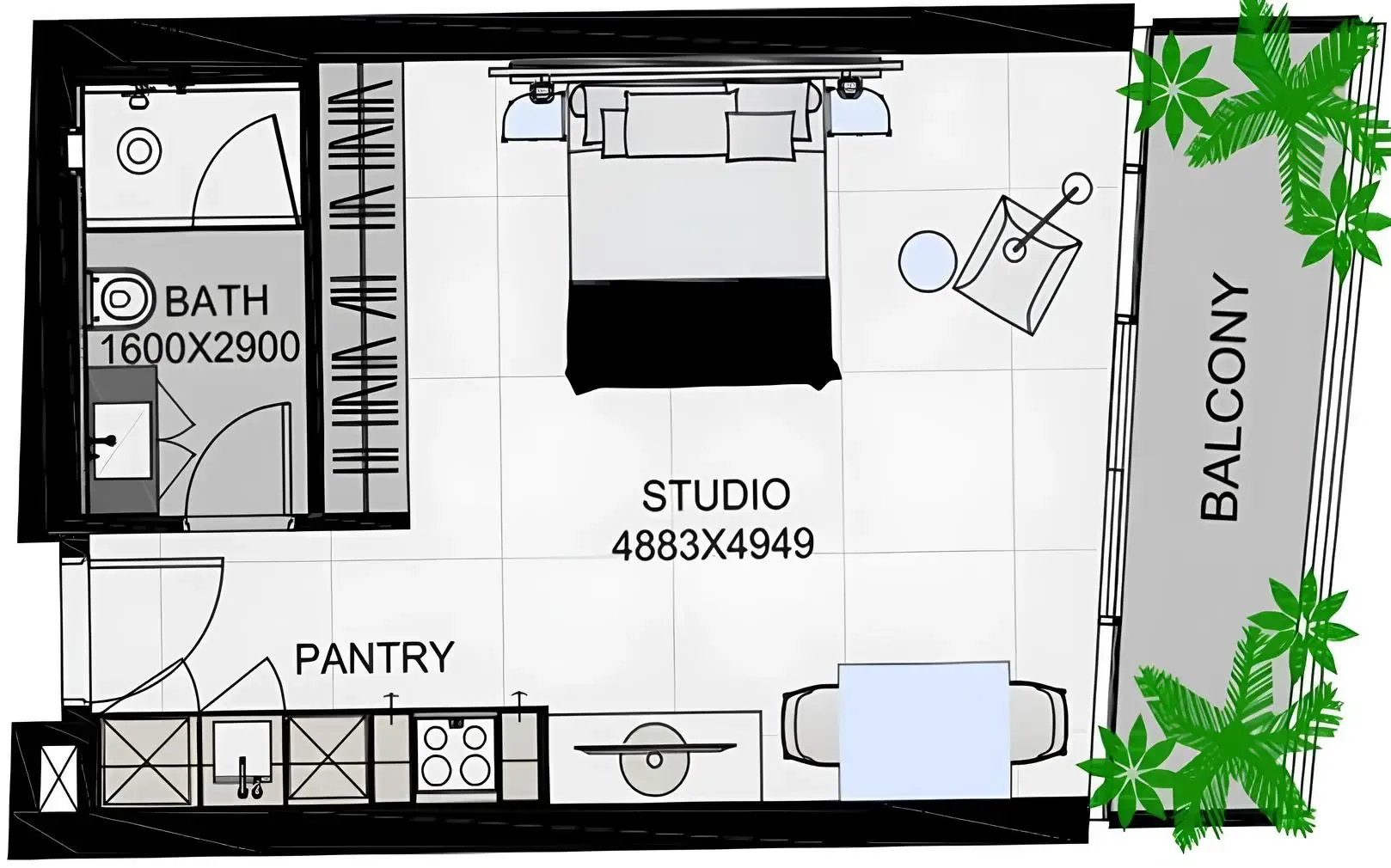 0 bedroom Apartments floor plan at The Community Sports Arena