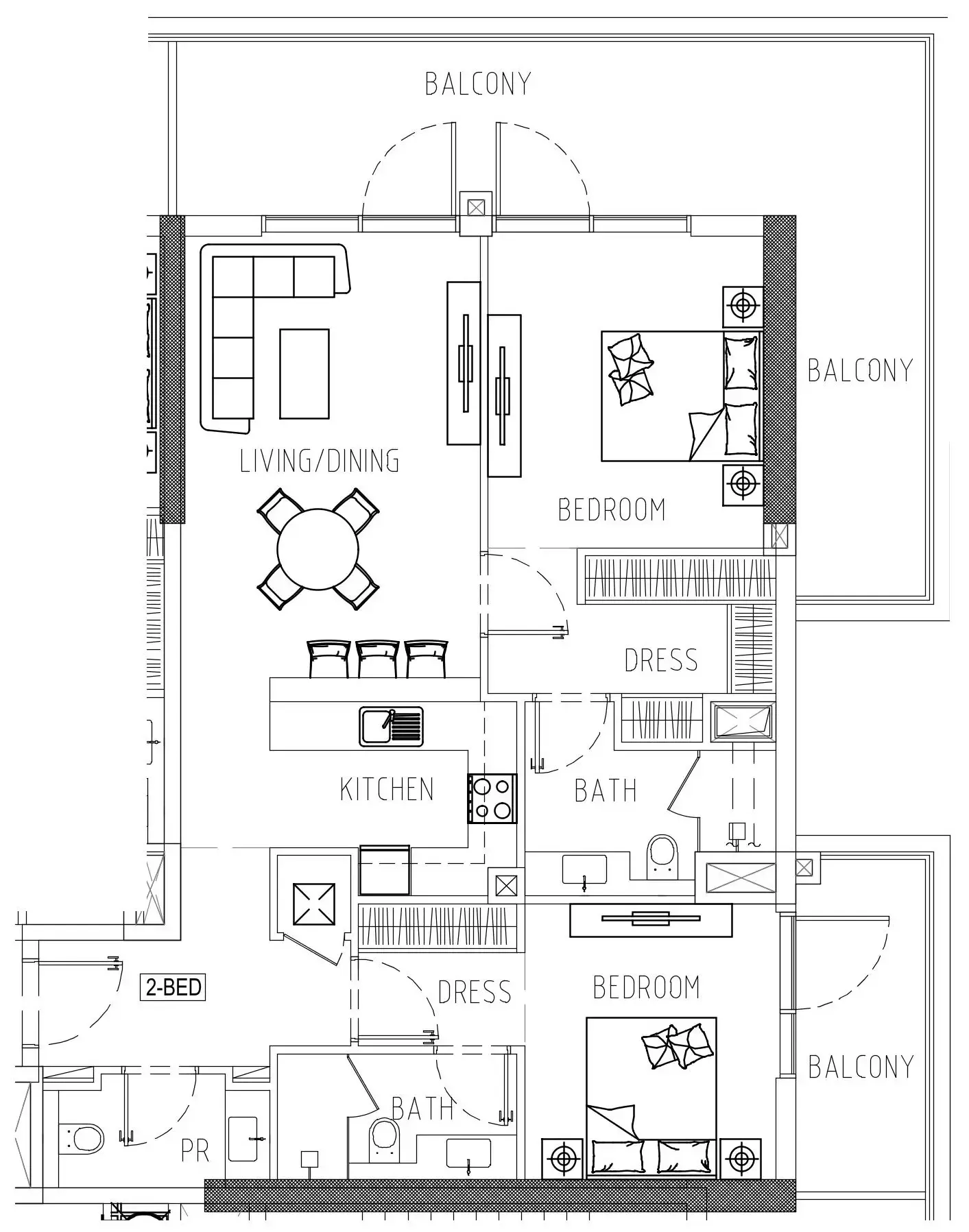 2 bedroom Apartments floor plan at Damac Riverside Views