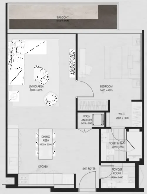 1 bedroom Apartments floor plan at Wadi 645