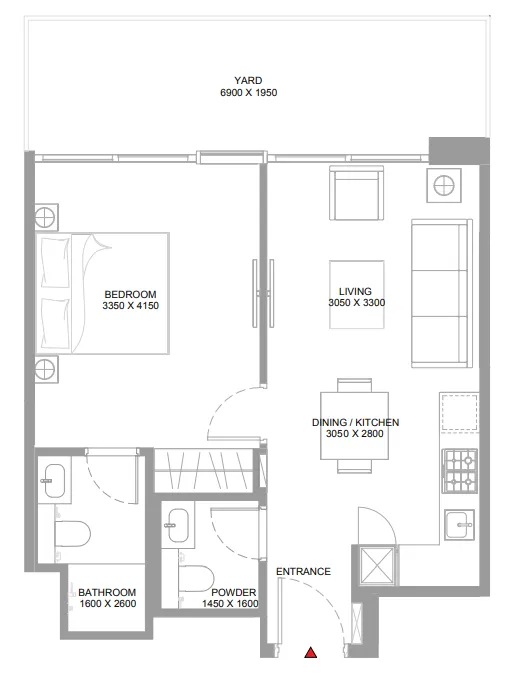 1 bedroom Apartments floor plan at Starline Beach Residences