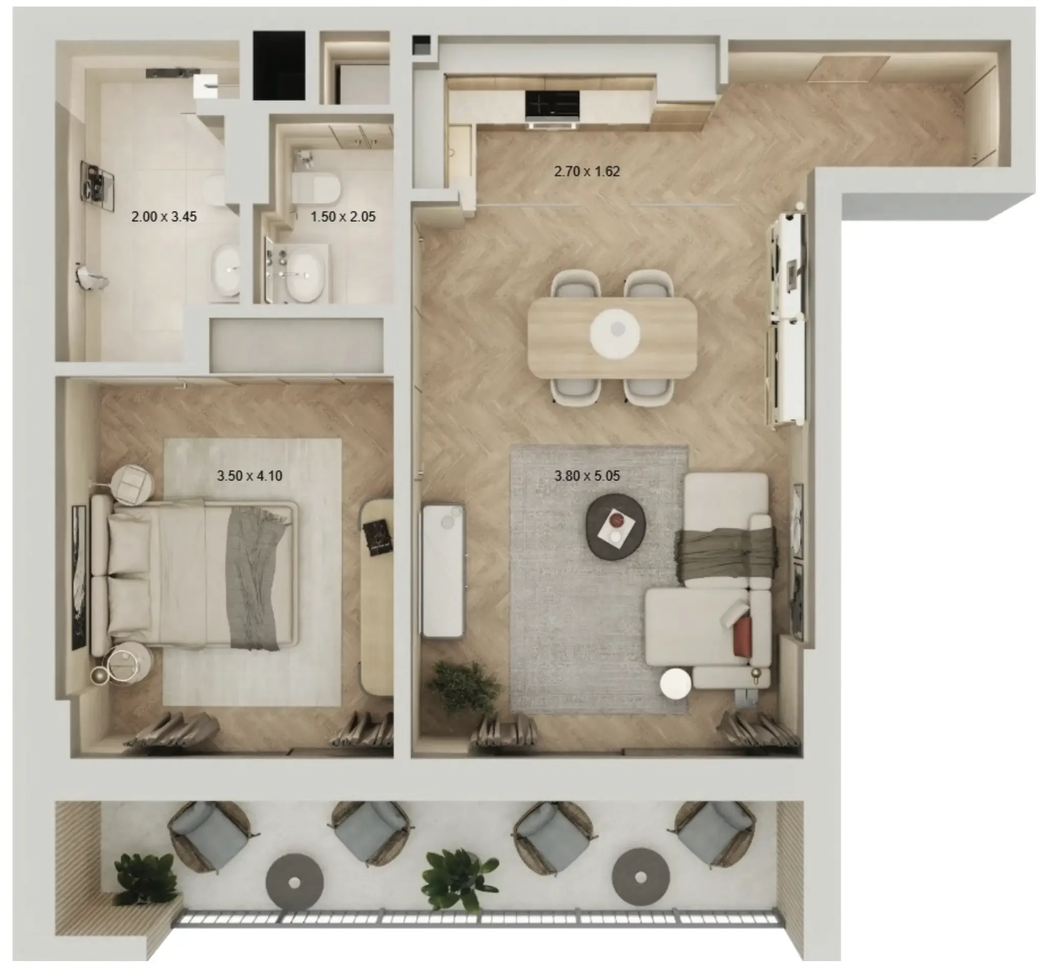 1 bedroom Apartments floor plan at Arisha Terraces
