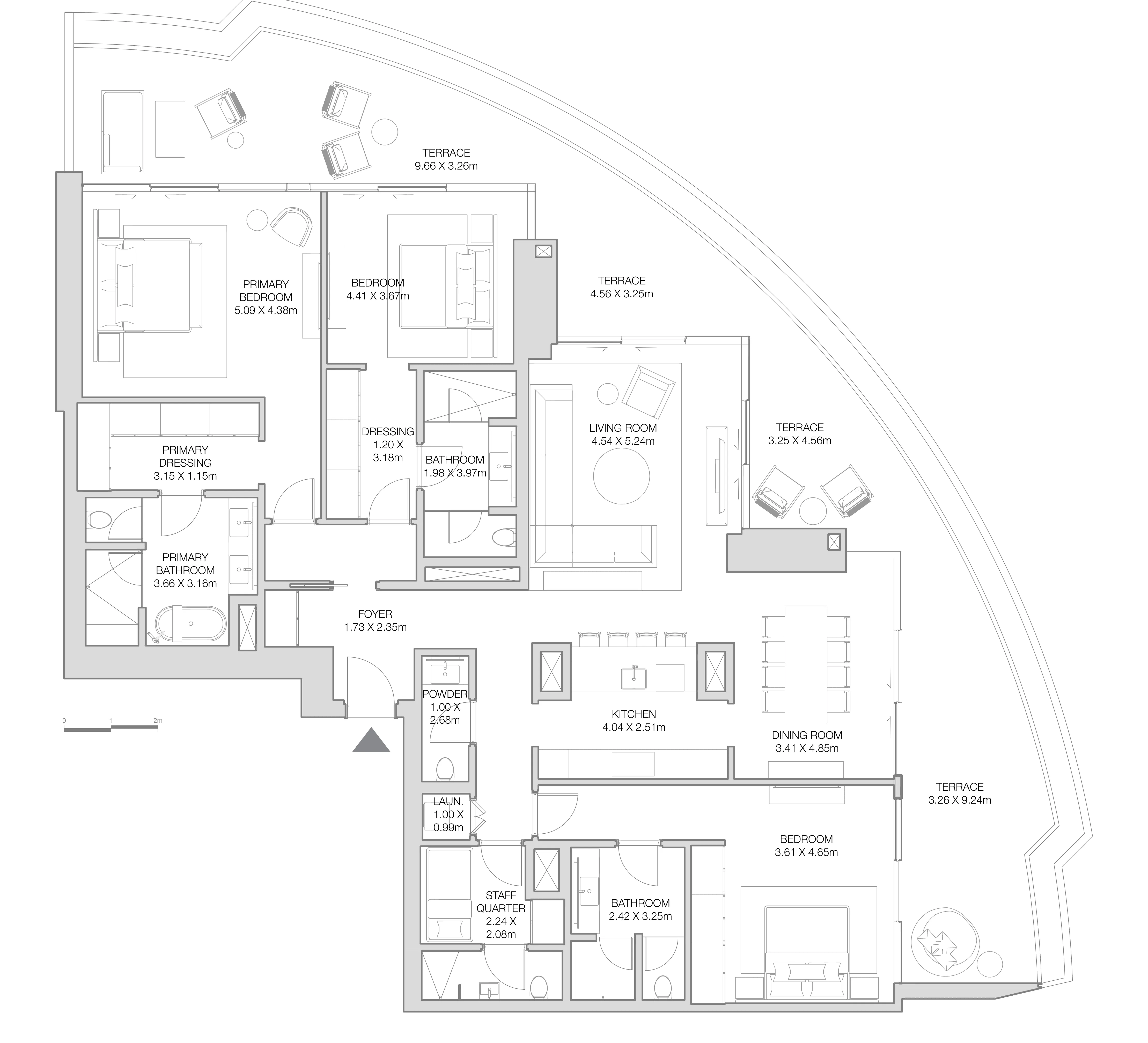 3 bedroom Apartments floor plan at The Residences at The Dubai Beach EDITION
