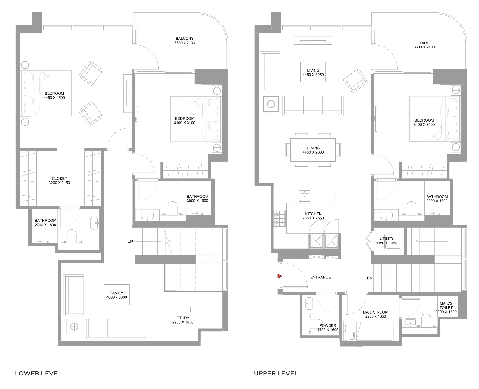 3 bedroom Duplex floor plan at Coastline Beach Residences