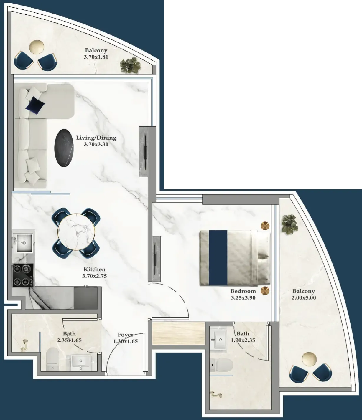 1 bedroom Apartments floor plan at Serenz