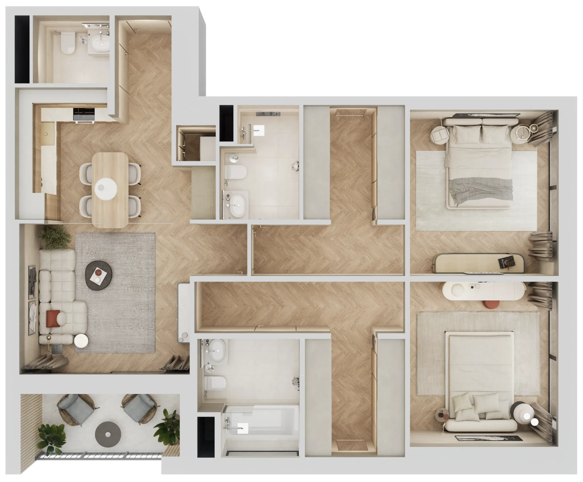 2 bedroom Apartments floor plan at Arisha Terraces