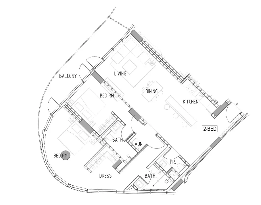 2 bedroom Apartments floor plan at Canal Crown