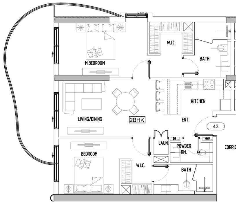 2 bedroom Apartments floor plan at Damac Lagoons Views Phase 3