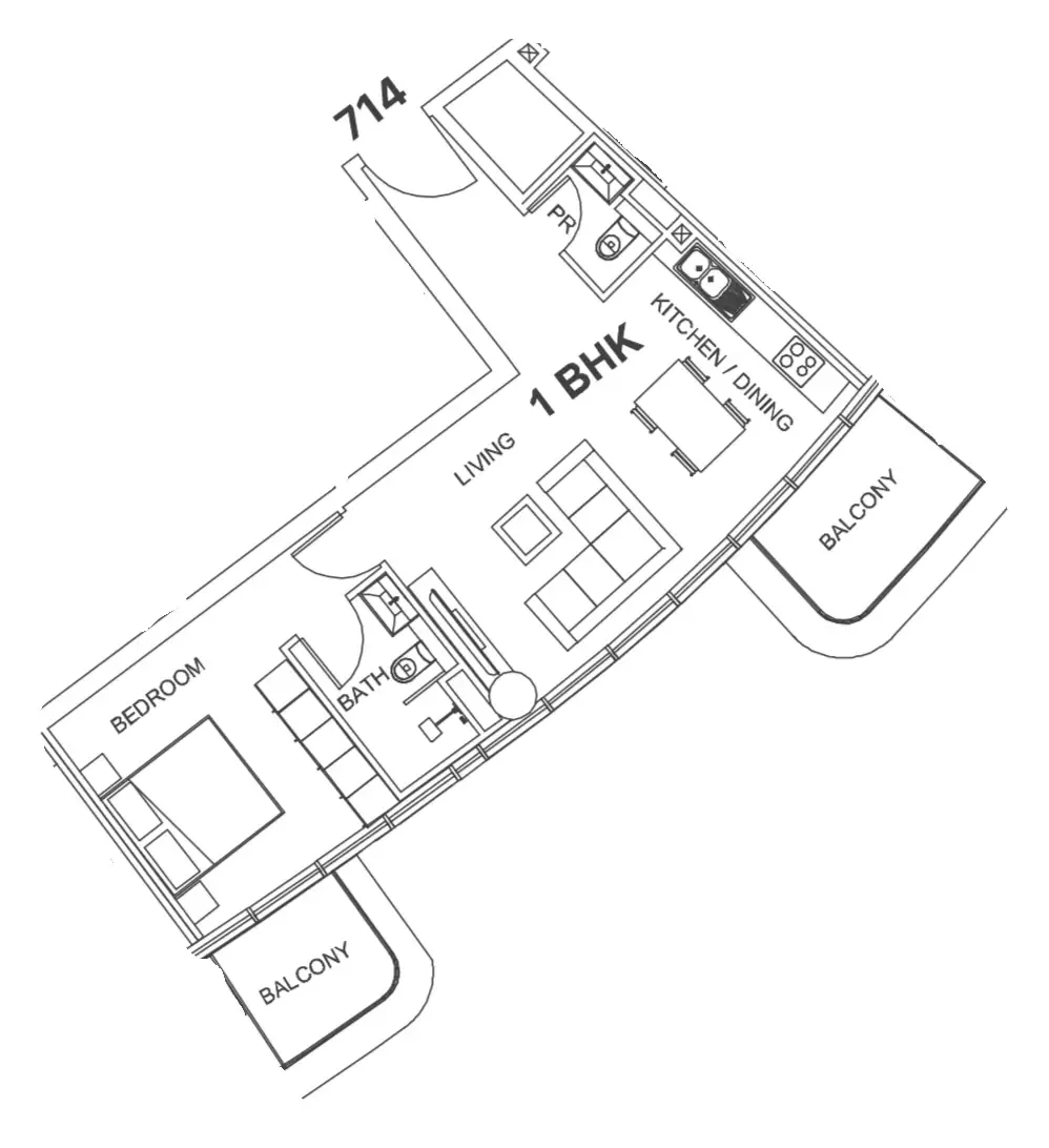 1 bedroom Apartments floor plan at Villa Del Garda