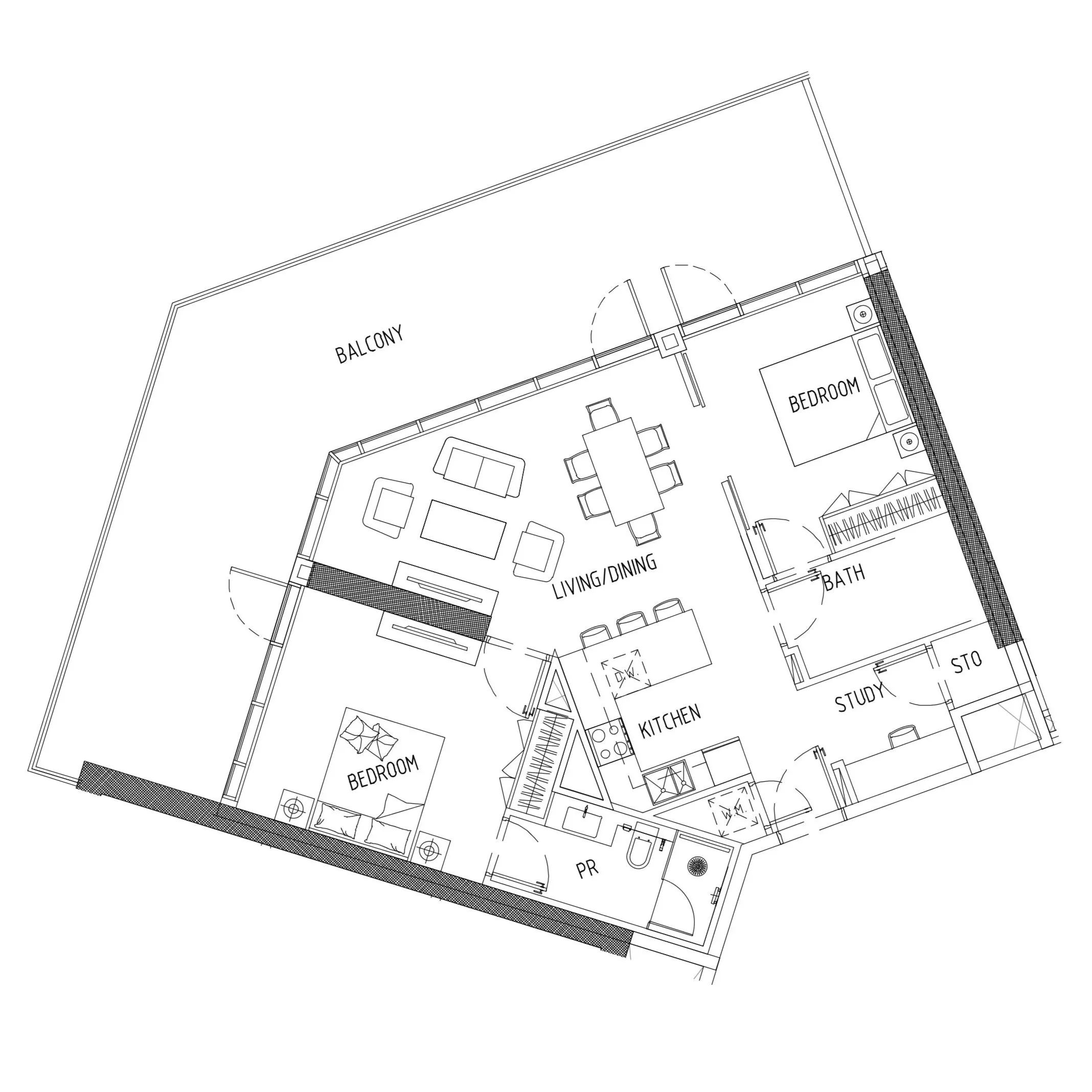 2 bedroom Apartments floor plan at Damac District