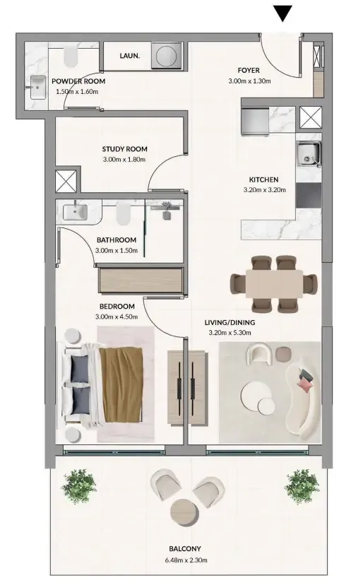 1 bedroom Apartments floor plan at Woodland Terraces