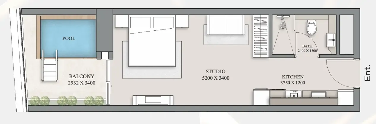 0 bedroom Apartments floor plan at Empire Gardens