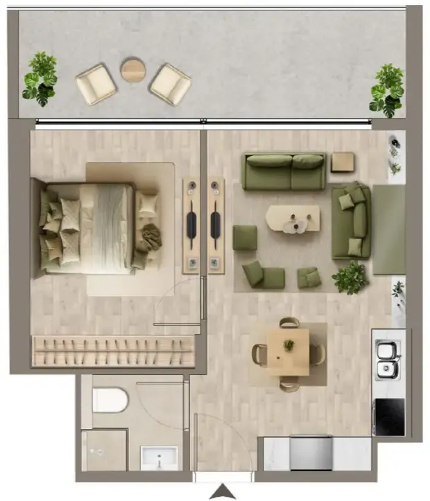 1 bedroom Apartments floor plan at Colibri Views