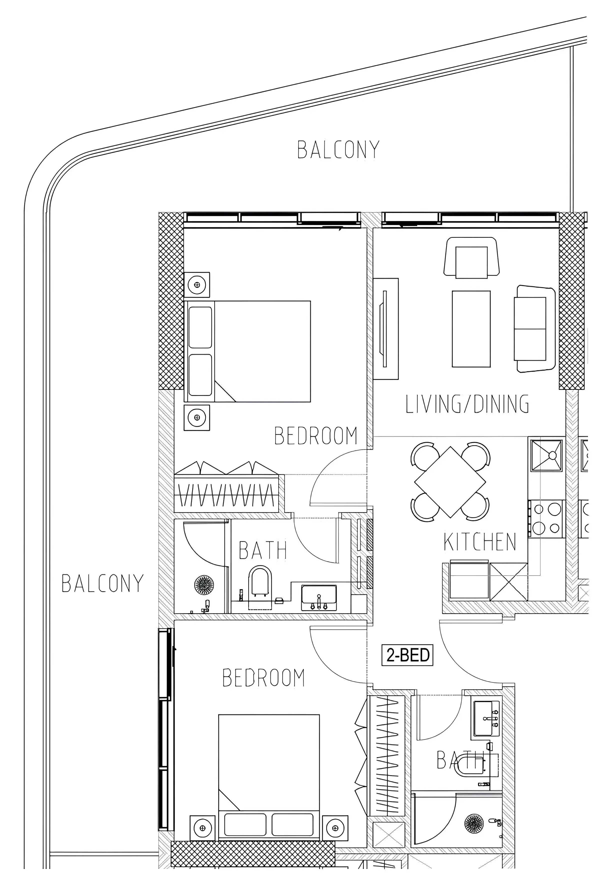 2 bedroom Apartments floor plan at Elo 2 and 3 Damac