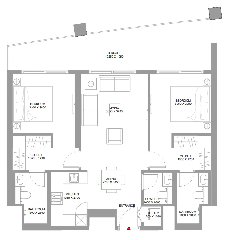 2 bedroom Apartments floor plan at Pierside Marina Residences