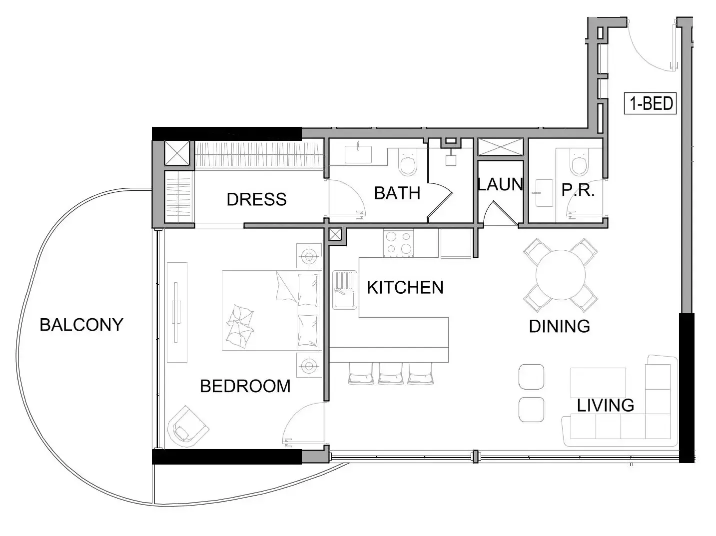 1 bedroom Apartments floor plan at Damac Lagoons Views Phase 3
