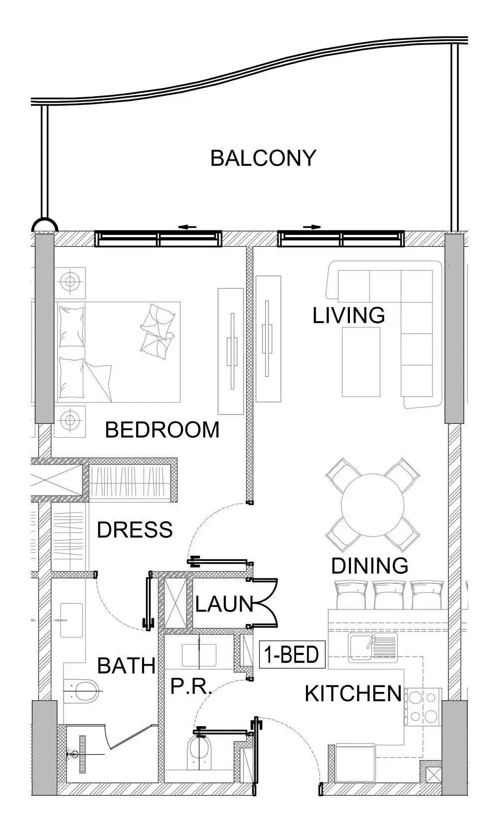 1 bedroom Apartments floor plan at Valencia