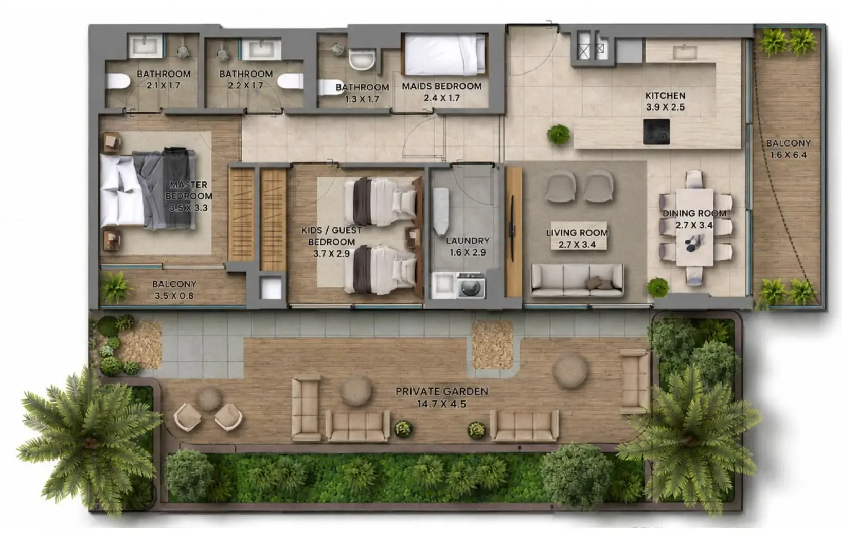 2 bedroom Apartments floor plan at Elemental 78