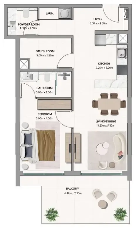 1 bedroom Apartments floor plan at Woodland Terraces