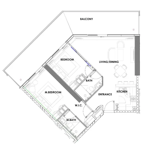 2 bedroom Apartments floor plan at Golf Greens
