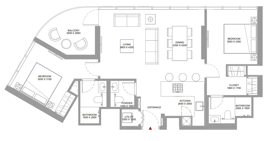 2 bedroom Apartments floor plan at Pierside Marina Residences