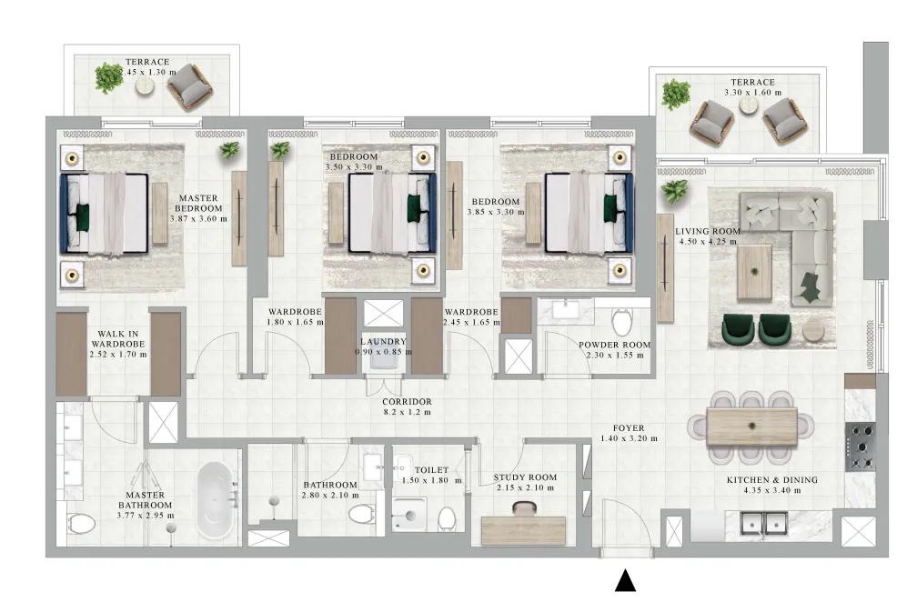 3 bedroom Apartments floor plan at Golf Hillside