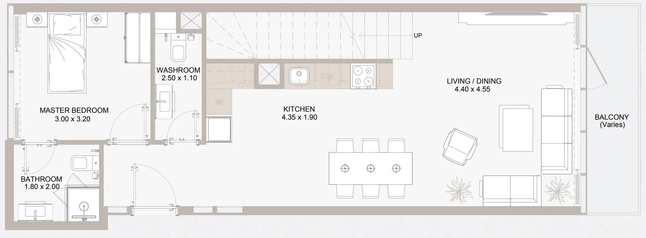 3 bedroom Apartments floor plan at Perla 1 at the Bay