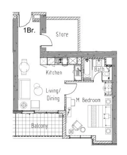 1 bedroom Apartments floor plan at Aykon City Tower
