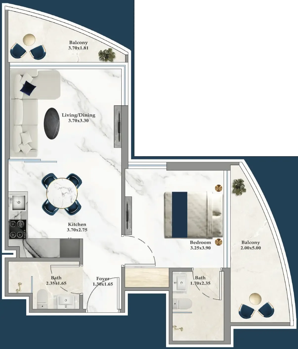 1 bedroom Apartments floor plan at Serenz