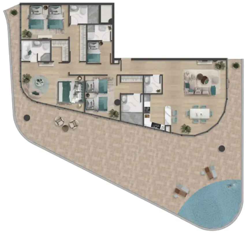 3 bedroom Apartments floor plan at Pelagia