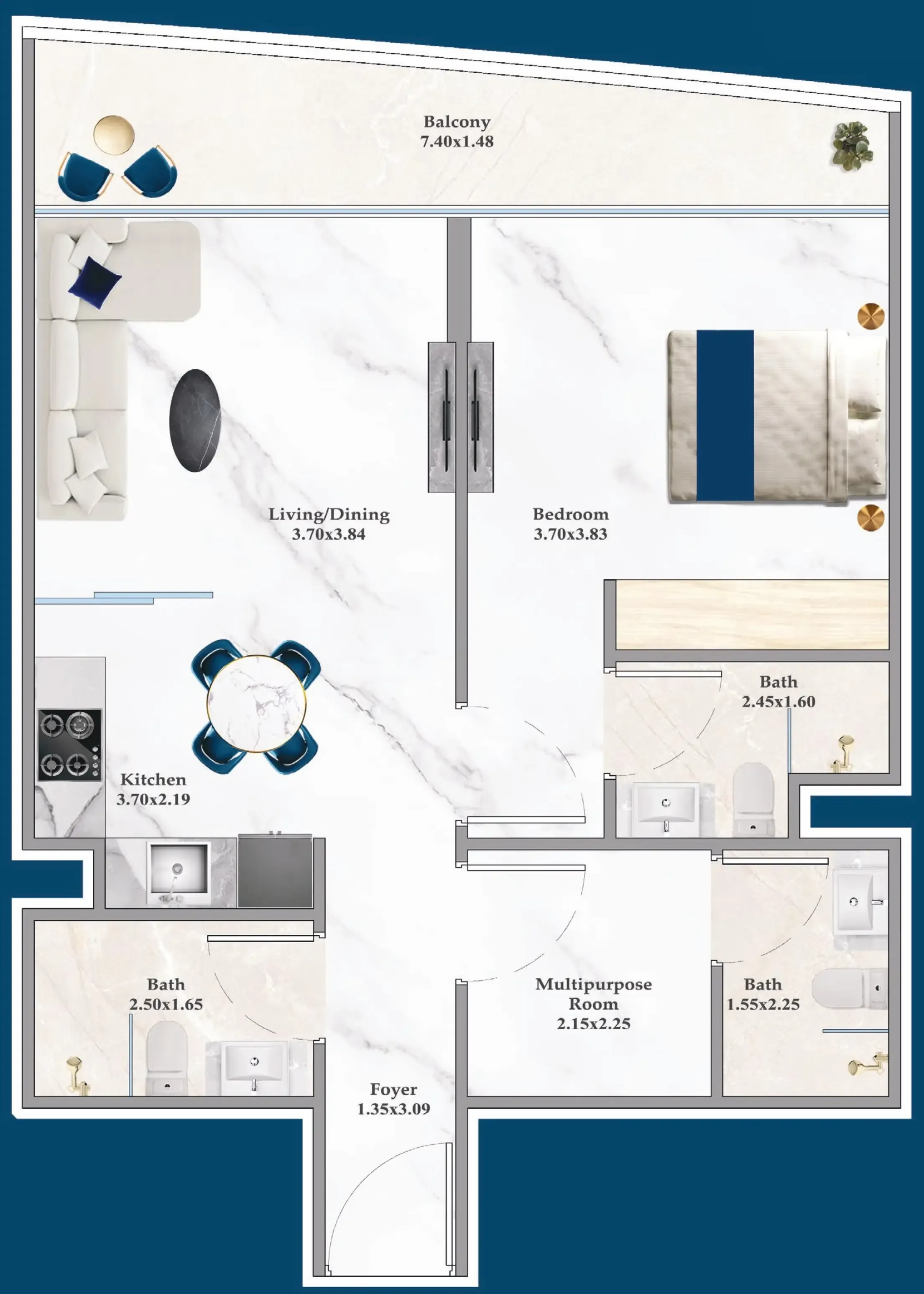 1 bedroom Apartments floor plan at Serenz