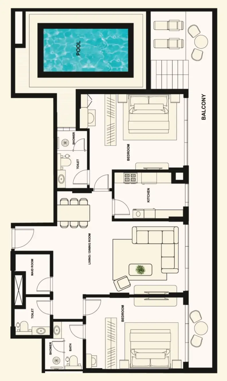 2.5 bedroom Penthouse floor plan at The Elysian
