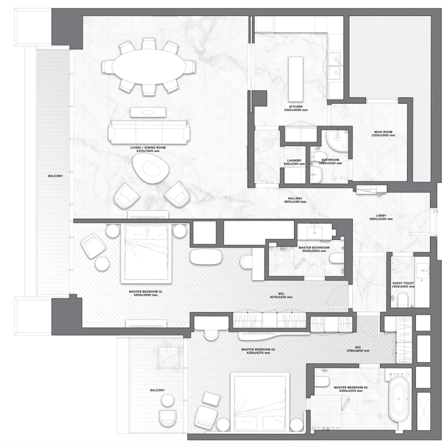 2 bedroom Apartments floor plan at DaVinci