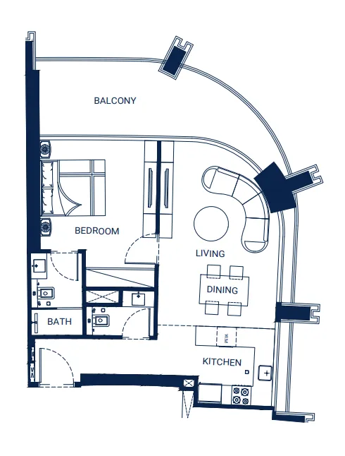 1 bedroom Apartments floor plan at Binghatti Skyrise