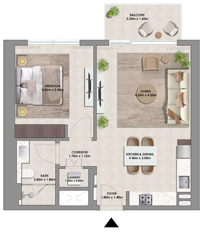 1 bedroom Apartments floor plan at Palace Residences Hillside Towers A & B