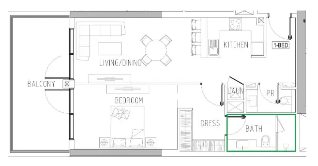 1 bedroom Apartments floor plan at Damac Riverside Views