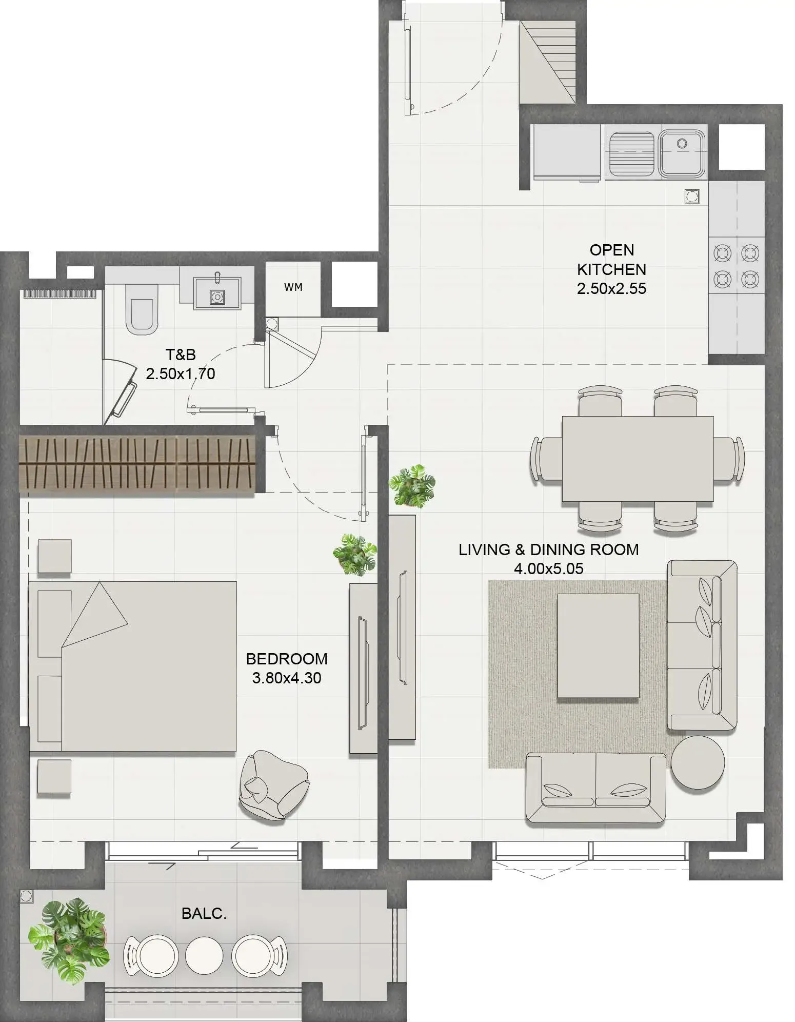 1 bedroom Apartments floor plan at Reeman Residence 01