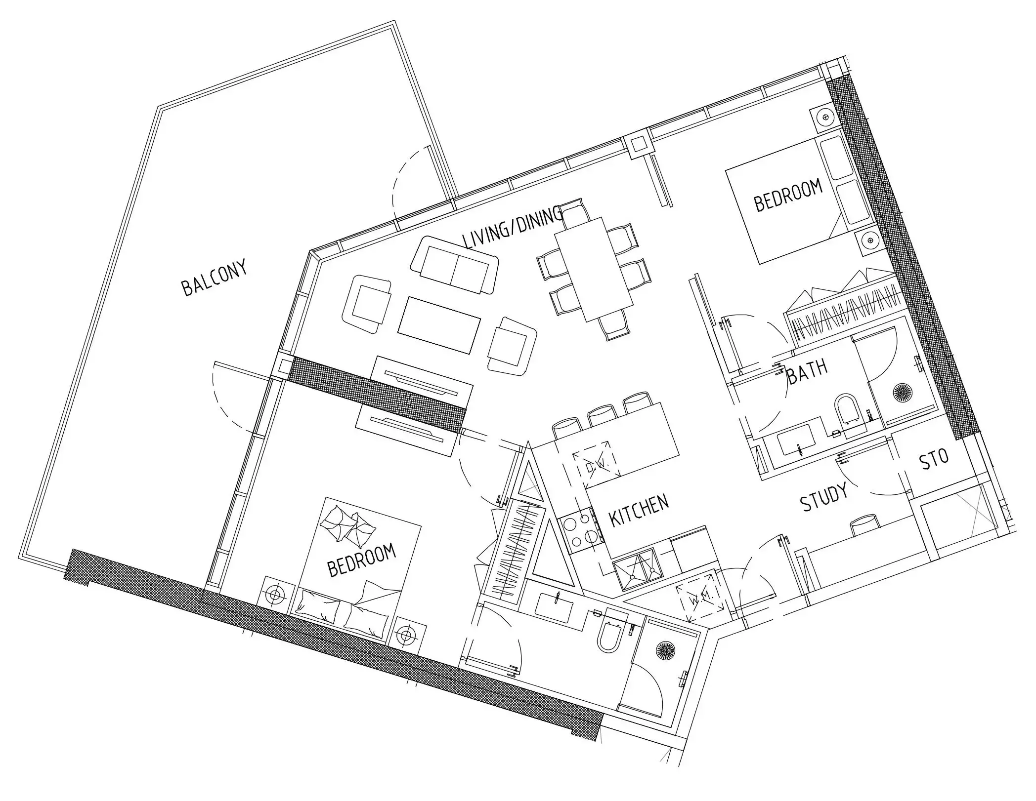 2 bedroom Apartments floor plan at Damac District