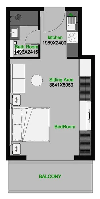 0 bedroom Apartments floor plan at The Central Downtown