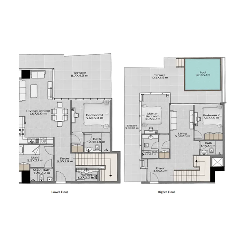 3 bedroom Apartments floor plan at Sky Hills Residence